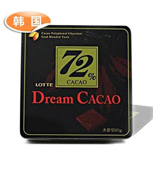 乐天梦幻72%纯黑巧克力90g-韩国销量第一