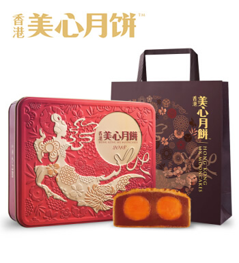 香港美心 双黄莲蓉月饼-经典双黄莲蓉，4只装