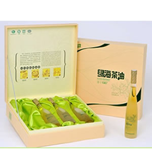 三高，心脑血管疾病克星 375ml*4-绿海茶油 磨纱玻璃瓶装高档礼品装